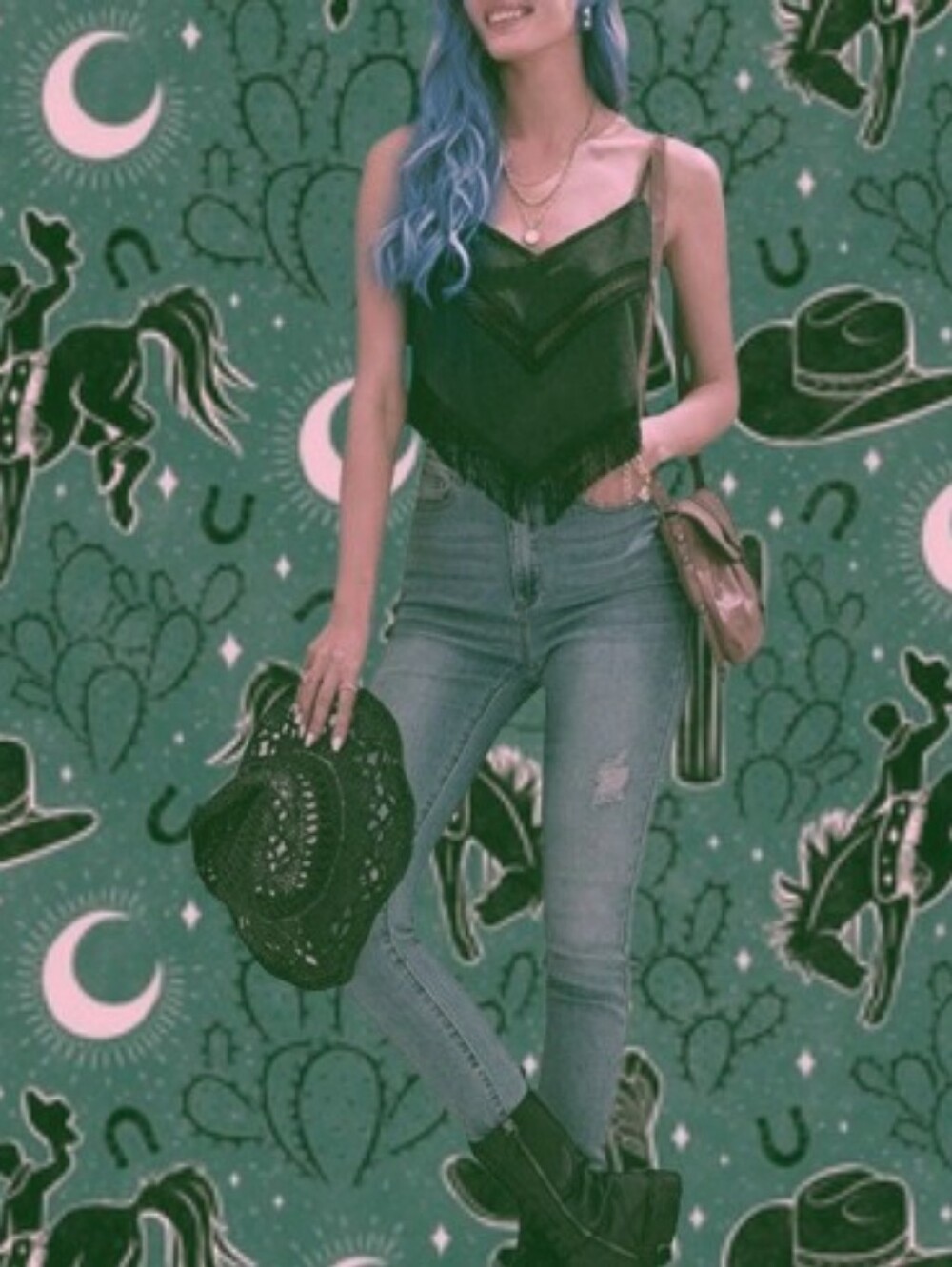 Gothic Cowgirl Black Fringe Tank Top